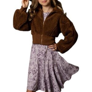 Joyfolie Kids Luxe Teddie Jacket in Brown
